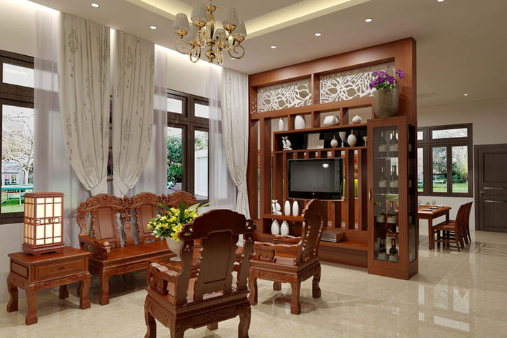 Top 20+ mẫu vách ngăn phòng khách hiện đại, đẹp, sang trọng 4 vach ngan phong hien dai khach bang go tu nhien